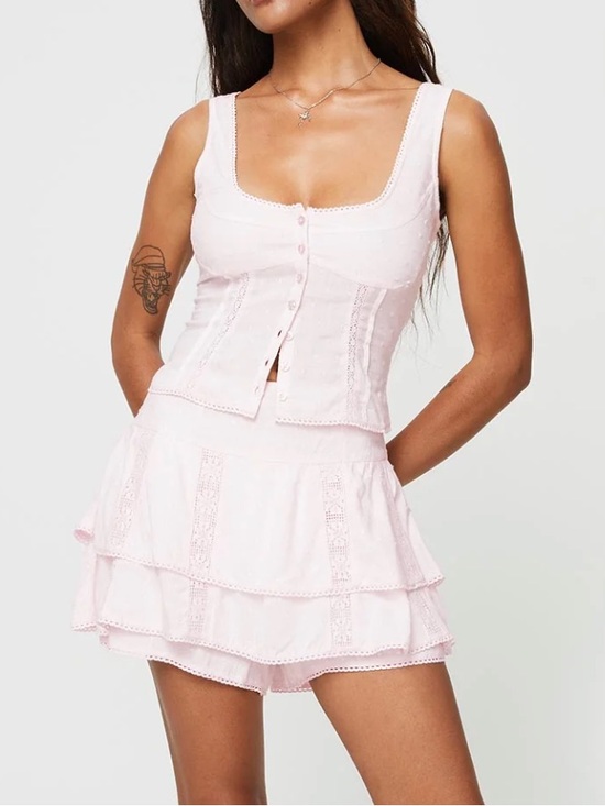 Princess Polly Tops - Women's Pale Pink Set - Top & Skort
